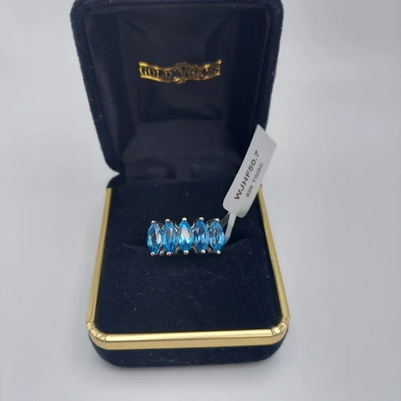 NWT 925 Swiss Blue Topaz sz7 Ring, Anabella Collection, has Cert Of Authenticity - Picture 14 of 16
